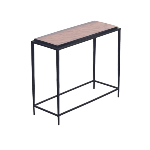 Petite console en verre fumé et métal noir L80 cm - IGLOO