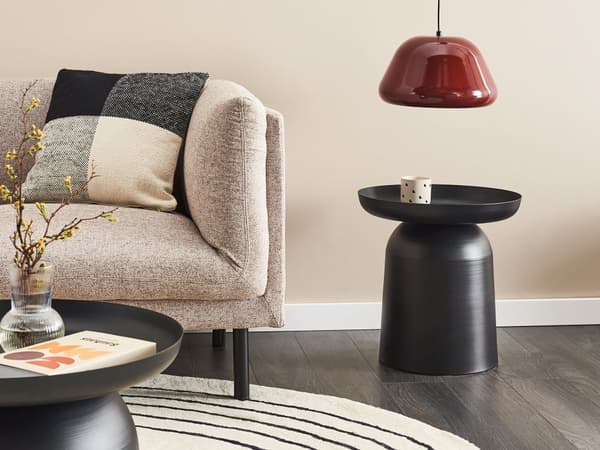 Sidebord Svart Metall Rund Geometrisk Form Endebord Aksentbord
