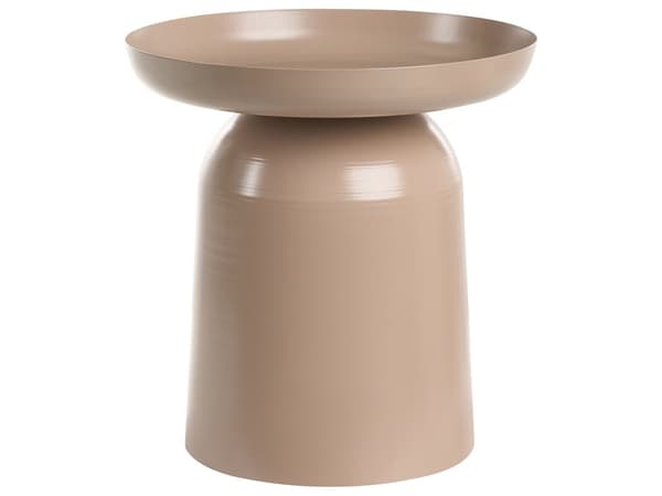 Sidebord Taupe Metall Rund Geometrisk Form Endebord Aksentbord