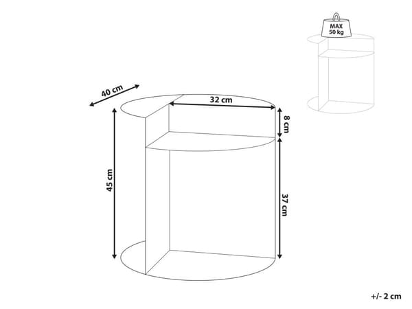 Sidebord Svart Metallbord i Rund Geometrisk Form Endebord med Hylle Aksentstykke