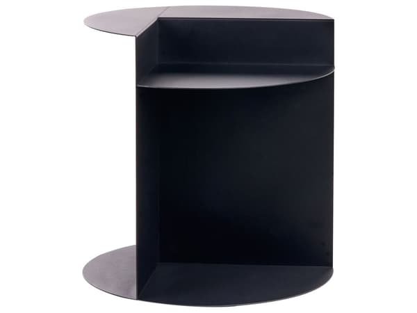 Sidebord Svart Metallbord i Rund Geometrisk Form Endebord med Hylle Aksentstykke