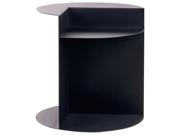 Sidebord Svart Metallbord i Rund Geometrisk Form Endebord med Hylle Aksentstykke