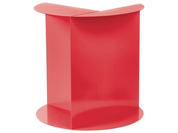 Sidebord Rødt Metallbord i Rund Geometrisk Form Endebord med Hylle Aksentstykke