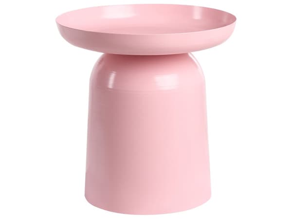 Sidebord Pastellrosa Metall Rund Geometrisk Form Endebord Aksentbord