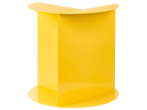 Sidebord Gult Metallbord i Rund Geometrisk Form Endebord med Hylle Aksentstykke