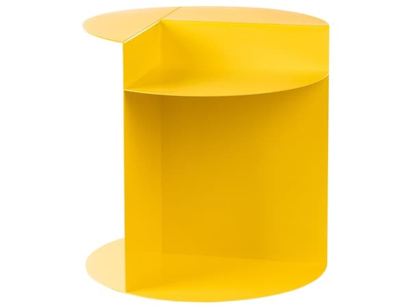 Sidebord Gult Metallbord i Rund Geometrisk Form Endebord med Hylle Aksentstykke