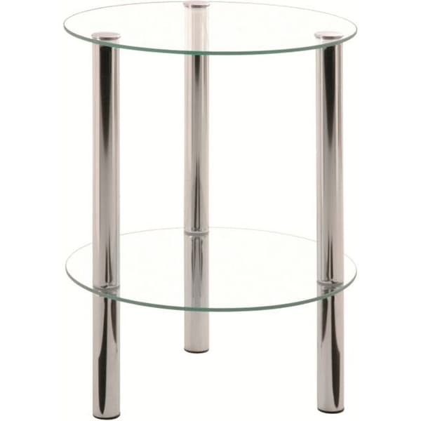 Magerunda sidobord i krom och transparent härdat glas