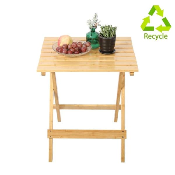 Homecall - 30252B - Bambu Bord Vikbart Liten Balkong Bord Trädgård Bord Square