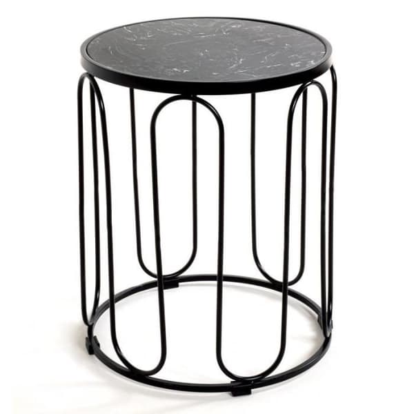 Design Runt Sidobord "moli" 50cm Svart - Paris Prix