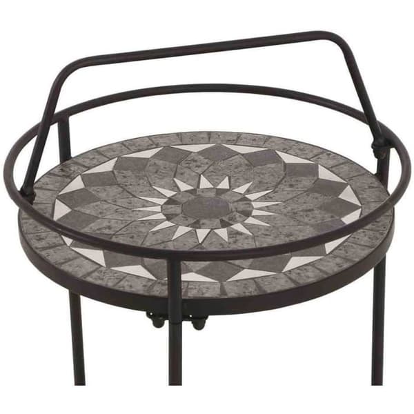 Sidobord - Siena Garden - Como - Matt Svart - Mörkgrå Keramik - Ø 41 cm