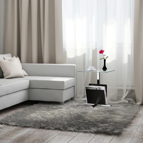 RELAXDAYS sidobord - Modern design - Glasskiva och tidningsställ - Svart