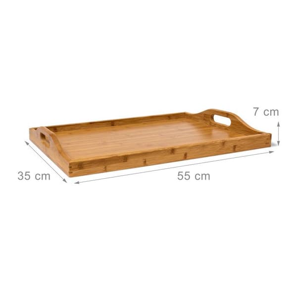 Relaxdays Fällbord, med hylla, låg soffbord, i bambu, H x B x D: 63,5 x 55 x 35 cm, natur