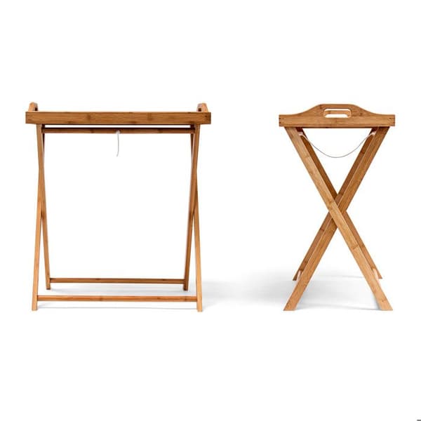 Relaxdays Fällbord, med hylla, låg soffbord, i bambu, H x B x D: 63,5 x 55 x 35 cm, natur