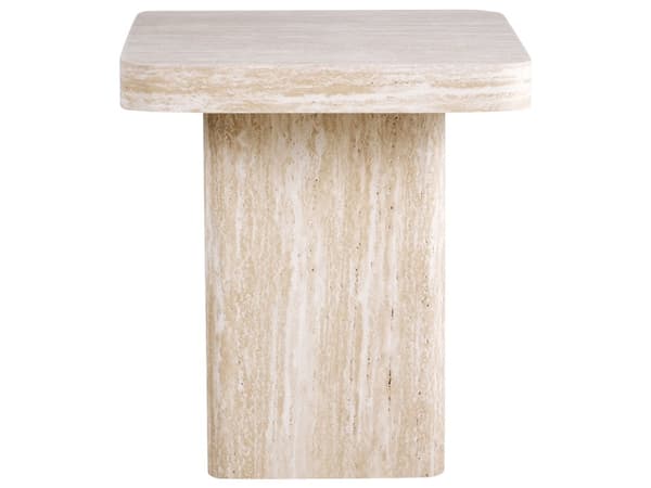 Sidebord Beige MDF-topp i Finér med Steinlignende Understell 50 x 50 cm Moderne Design Stue