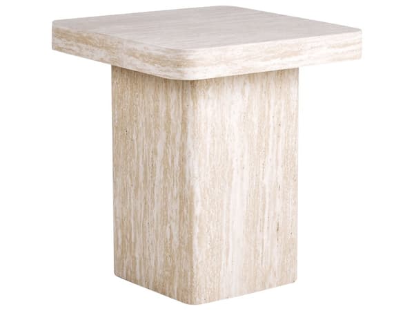 Sidebord Beige MDF-topp i Finér med Steinlignende Understell 50 x 50 cm Moderne Design Stue