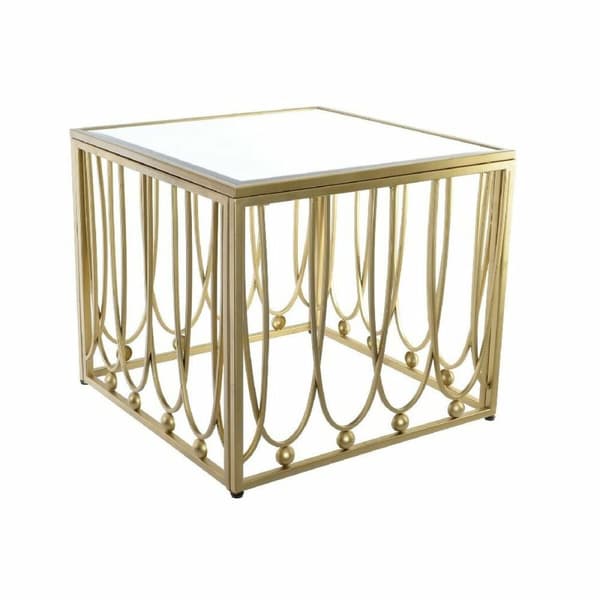 Sidobord DKD Home Decor Speglar Gyllene Metall MDF (57 x 57 x 52 cm)