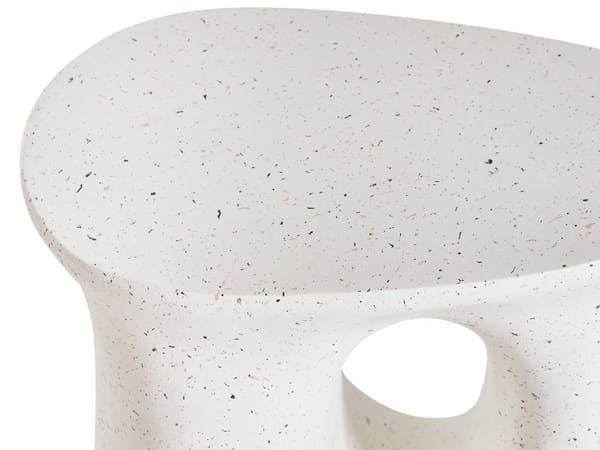Sidebord med Terrazzo-effekt i Off-White MgO Glassfiber 42 x 28 cm UV-beis Rust Vann Vindbestandig Boho Moderne Utendørs Stue