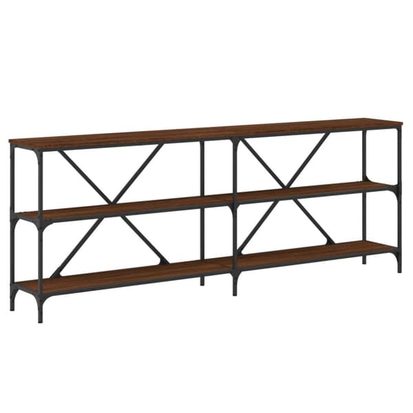Konsolbord brun ek 200x30x75 cm konstruerat trä och järn