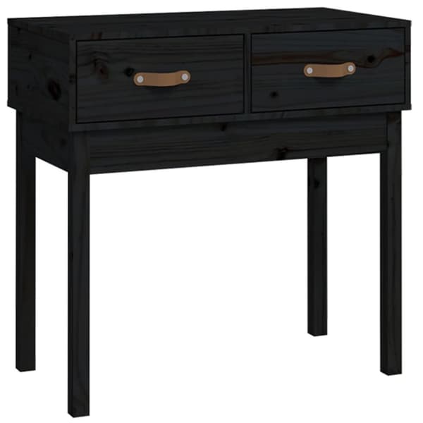 Konsolbord svart 76,5x40x75 cm massiv furu
