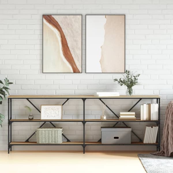 Konsolbord sonoma-ek 200x30x75 cm konstruerat trä och järn