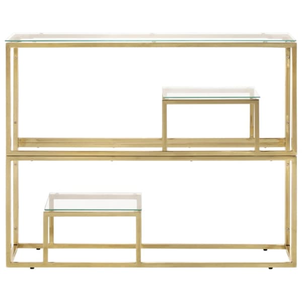 Konsolbord guld rostfritt stål och härdat glas