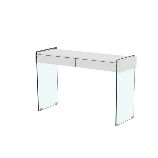 Pelikonsoli DKD Home Decor Valkoinen Läpinäkyvä Kristalli Puu MDF 120 x 40 x 76 cm (1 osaa)