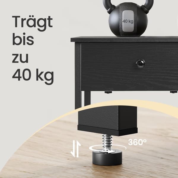 Sidobord - med låda och bräde - ebenholts svart