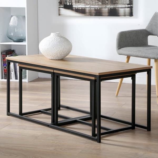Lot de 3 tables basses gigognes L100 cm - LENNY
