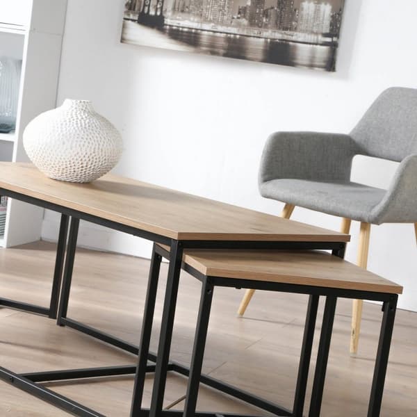 Lot de 3 tables basses gigognes L100 cm - LENNY