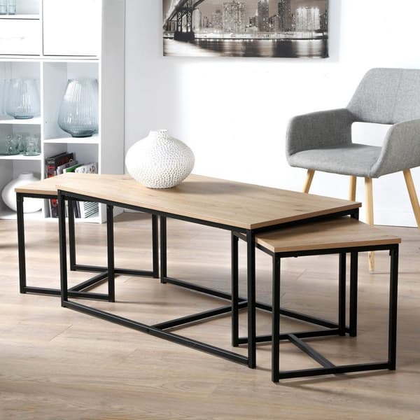 Lot de 3 tables basses gigognes L100 cm - LENNY
