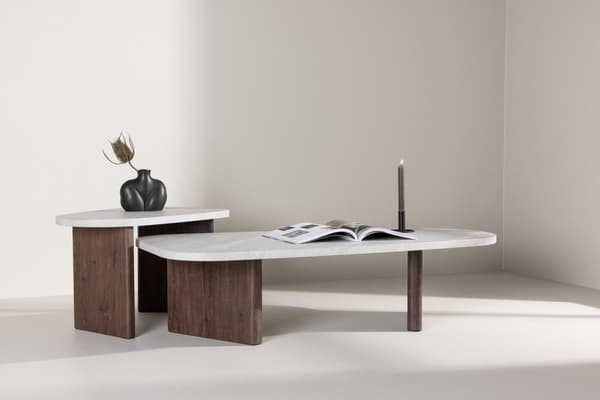 FURNLUX SIDOBORD GRONVIK VALNÖT & MARMORGRÅ 45CM