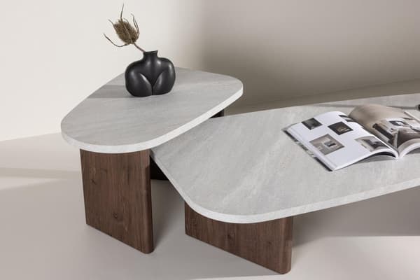 FURNLUX SIDOBORD GRONVIK VALNÖT & MARMORGRÅ 45CM