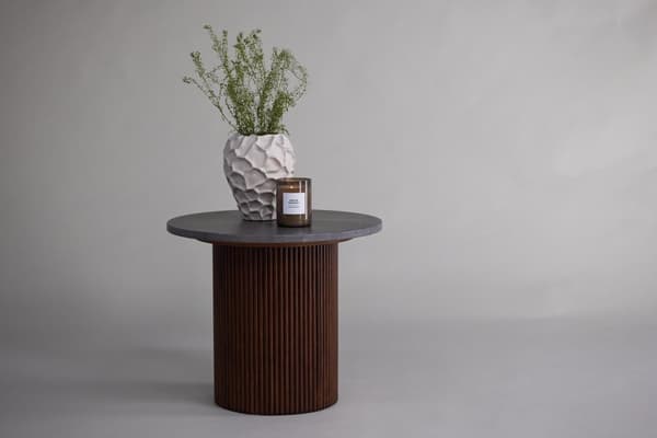 FURNLUX SIVUPÖYTÄ HARON MARMORI HARMAA & PÄHKINÄ 52CM