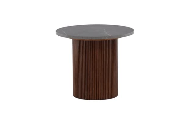 FURNLUX SIVUPÖYTÄ HARON MARMORI HARMAA & PÄHKINÄ 52CM
