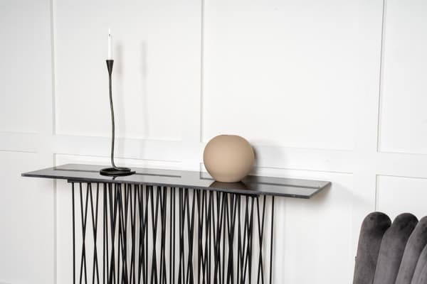 FURNLUX SIDOBORD STENMARMOR SVART & SVART 37CM