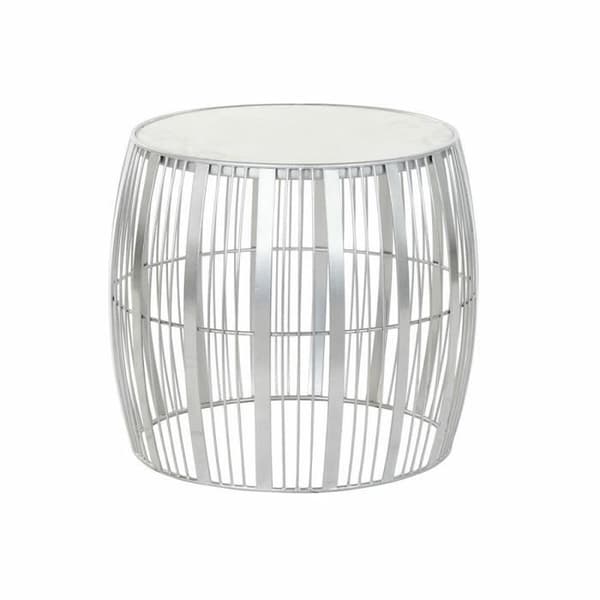 sidobord vit marmor silverjärn (46 x 46 x 41 cm)