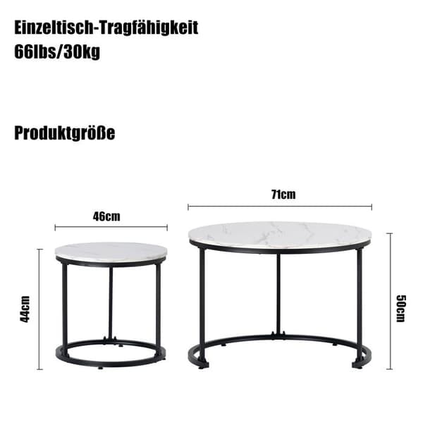 Rund Kaffeebord - ARHATREYA - Set med 2 - MDF - Träytelse - Modern Design