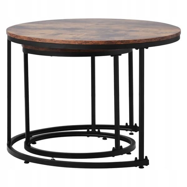Rund Kaffeebord - ARHATREYA - Set av 2 - MDF - Brun - Moderne Design