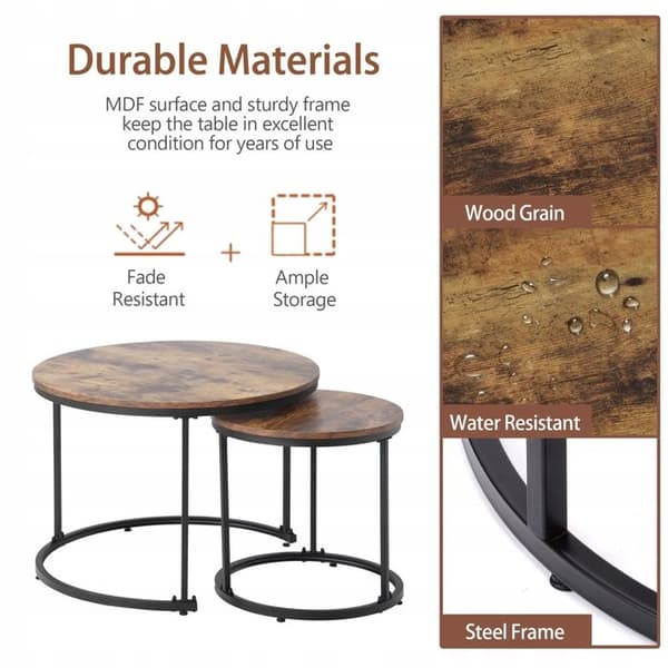 Rund Kaffeebord - ARHATREYA - Set av 2 - MDF - Brun - Moderne Design