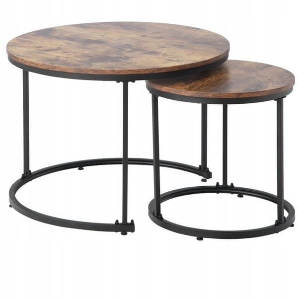Rund Kaffeebord - ARHATREYA - Set av 2 - MDF - Brun - Moderne Design