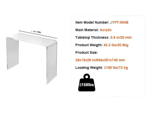 Akril C-formet sidebord, moderne rund design, letvægts og holdbart,Bred C-formet