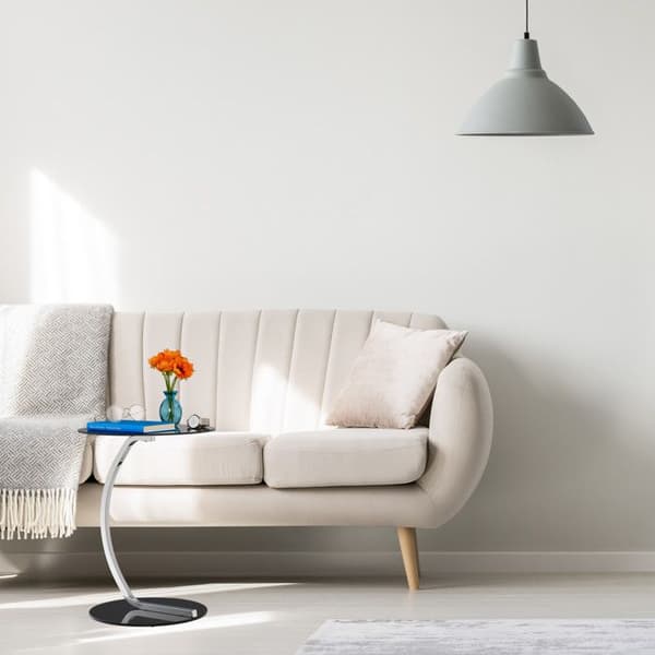 Relaxdays sidobord, runt, för vardagsrum, modern design, glas och metall, HxD; Den svarta serveringsvagnen, 50 x 40 cm