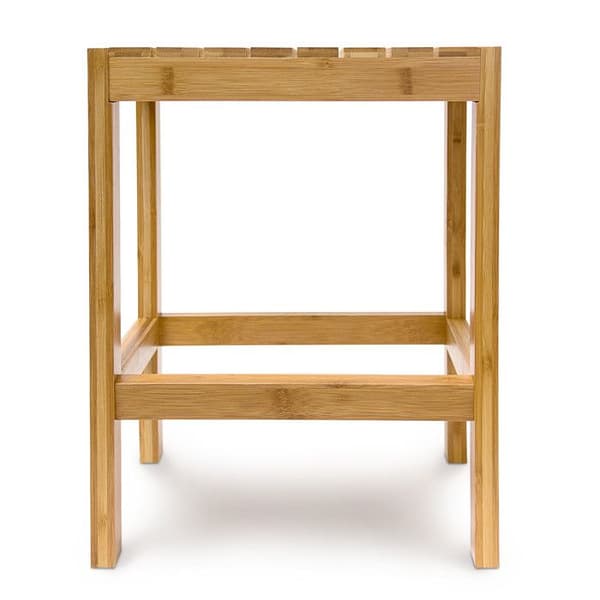 Relaxdays Bamboo Pall Plant Bord Badrumspall HxBxD: 40 x 28 x 32 cm Dekorativt sidobord, Nature