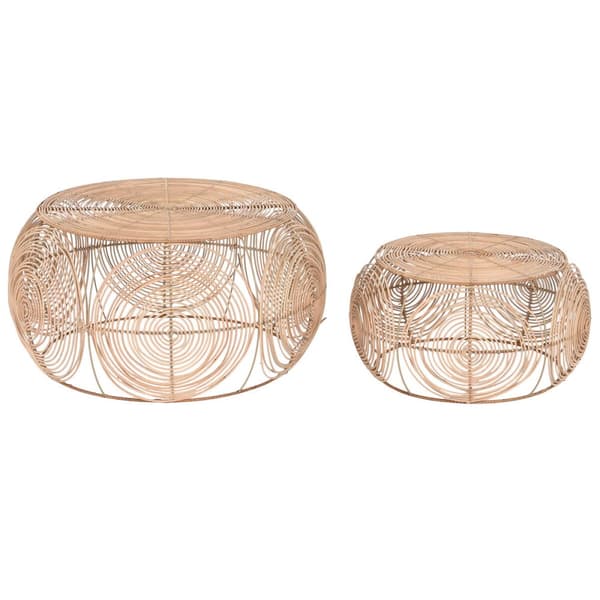 2-bordsset DKD Home Decor 80 x 80 x 40 cm Ljusbrun