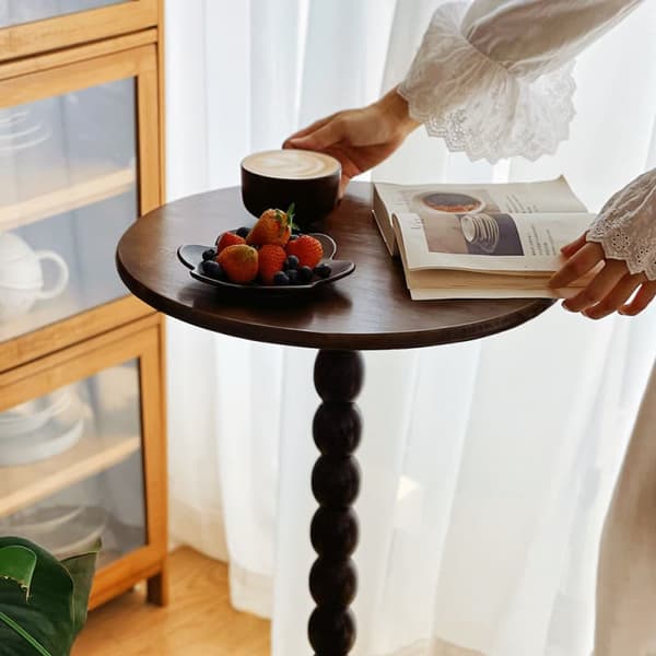 Bomclap Litet Drinkbord Soffbord – Sängbord i Modern Stil med Träben för Vardagsrum, Sovrum & Badrum