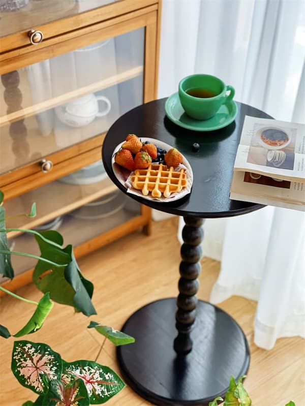 Bomclap Litet Drinkbord Soffbord – Sängbord i Modern Stil med Träben för Vardagsrum, Sovrum & Badrum