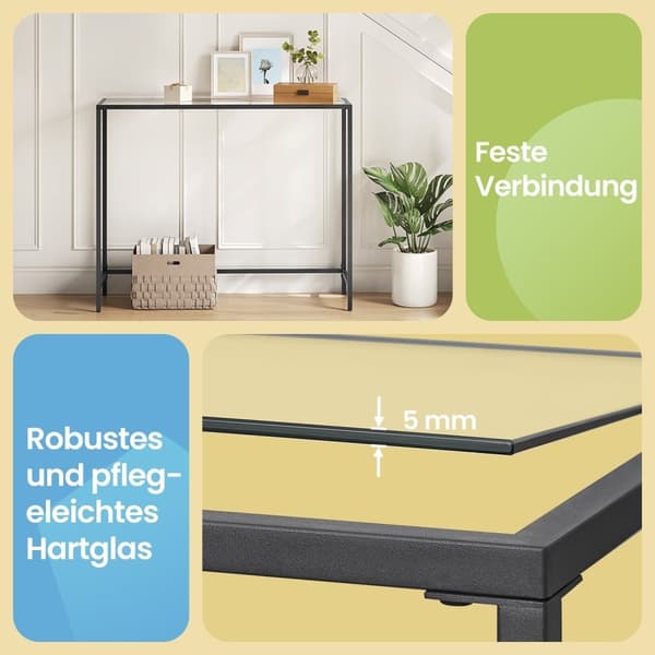 Rootz Console Table - Sofatic - Sidobord - Hållbar metall & glas - 100 cm x 35 cm x 80 cm