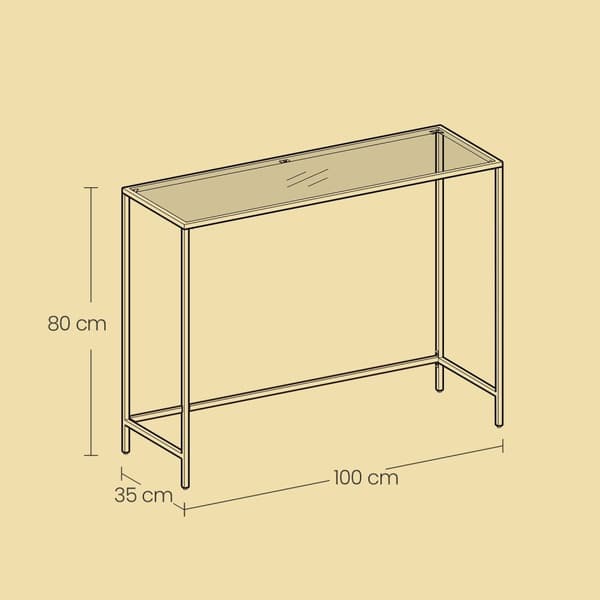 Rootz Console Table - Sofatic - Sidobord - Hållbar metall & glas - 100 cm x 35 cm x 80 cm