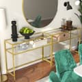 Miniatyrbillede 3 af 6: Rootz Console Table - Indgangsbord - Sofabord - Stilfuld guldfinish - Metal & glas - 100 cm x 35 cm x 80 cm
