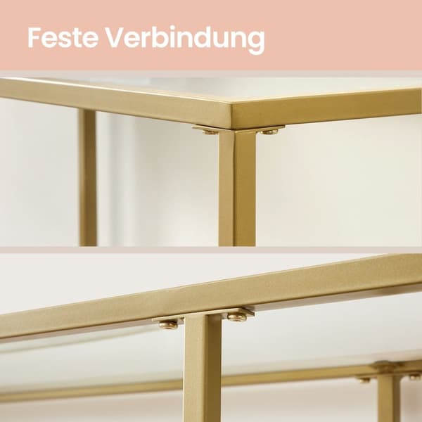Rootz Console Table - Indgangsbord - Sofabord - Stilfuld guldfinish - Metal & glas - 100 cm x 35 cm x 80 cm